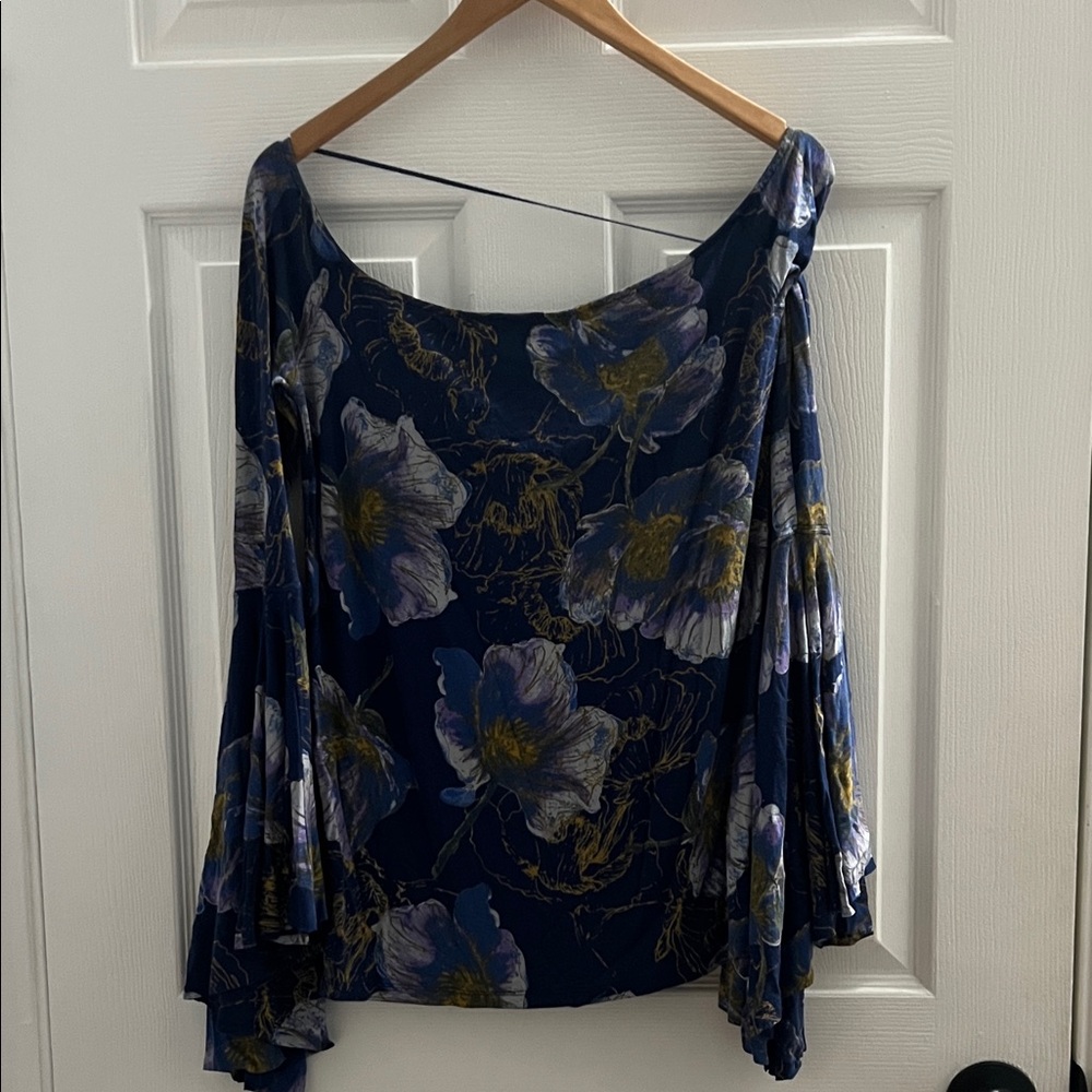 We The Free Navy Floral Blouse